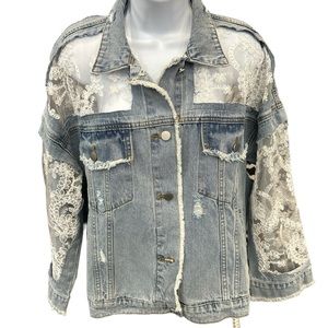 Denim and lace jacket